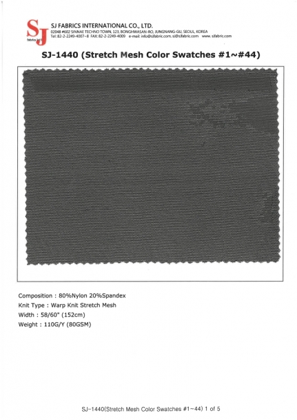 SJ-1440 (#1~#44) Stretch Mesh