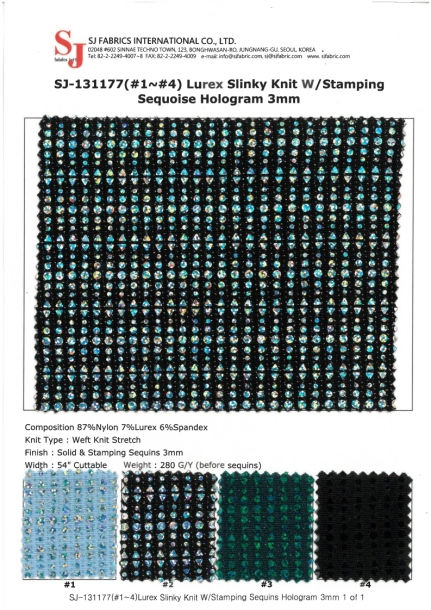 SJ-131177(#1~#4) Lurex Slinky Knit W/Stamping Sequins Hologram