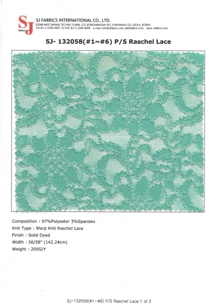 SJ-132058(#1~#6) P/S Raschel Lace