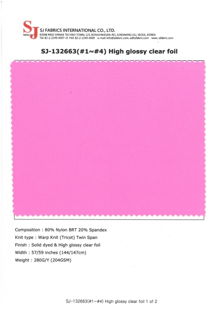SJ-132663(#1~#4) High Glossy Clear Foil