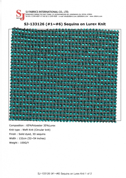 SJ-133126(#1~#6) Sequins on Lurex Knit