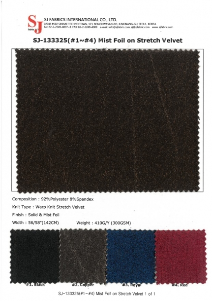 SJ-133325 (#1~#4) Mist Foil on Stretch Velvet